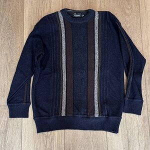Tosani Men's Striped Black and Brown Crewneck Sweater